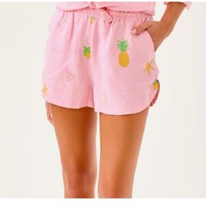 NEW Pink Pineapple Embroidered Women’s Shorts